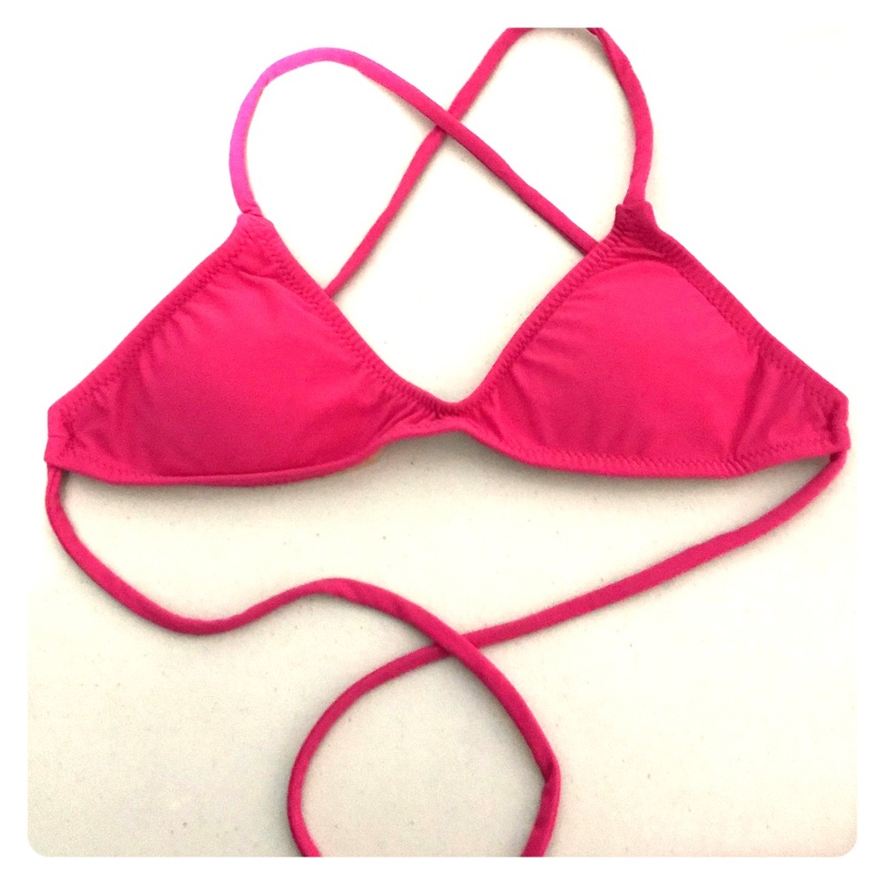Hot Pink Criss Cross scoop top w/ push up padding